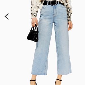 Topshop Bleach Cropped Wide-leg Jeans